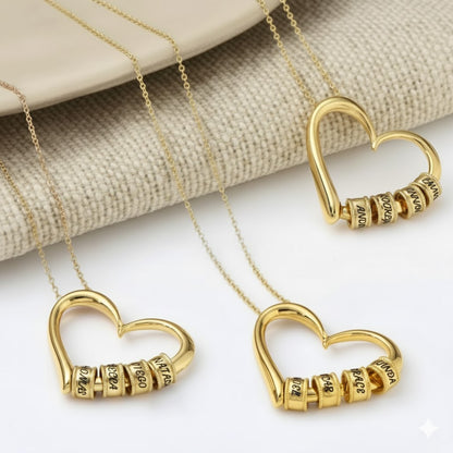 Mira & Co. Custom Name Bead Heart Necklace