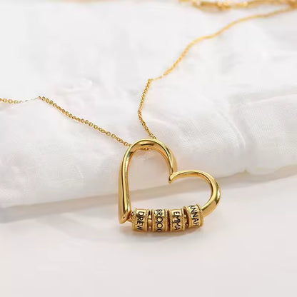Mira & Co. Custom Name Bead Heart Necklace