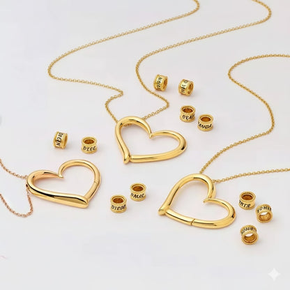 Mira & Co. Custom Name Bead Heart Necklace